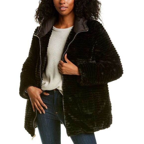 VIA SPIGA Reversible Faux Fur Hooded Puffer Jacket - Picture 4 of 5